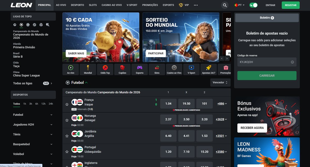 Imagem do site leon bet